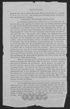 Materialsammlung: Thematische Sammlung - Ansprachen, Reden, Interviews Dritter: Festrede gehalten zu Ehren von Hermann Fraetschkes
