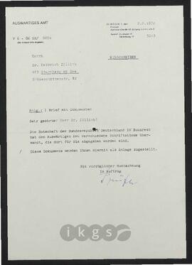 Korrespondenz mit dem Auswärtigen Amt