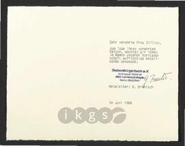 Kryptonachlass Maria Zillich: Korrespondenz - Brantsch, G. (Siebenbürgerheim e. V.)