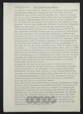 Werke Zillichs als Verfasser: Aufsätze und sonstige Arbeiten - Über Herkunft und Arbeit/Kurzer Rückblick auf mein Leben