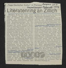 Materialsammlung: Thematische Sammlung zu Ehrungen und Auszeichnungen Zillichs - Goldener Ehrenring der deutschen Literatur des Deutschen Kulturwerks Europäischen Geistes