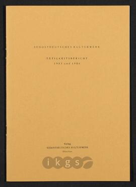 Kryptonachlass SOKW: Organisation - Tätigkeitsberichte - 1985/1986