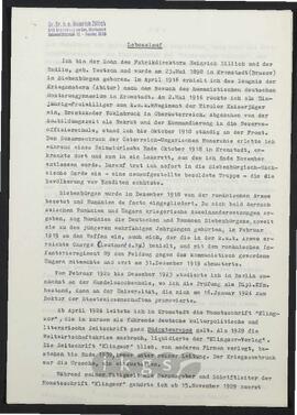 Lebensdokumente: Lebensläufe Heinrich Zillich