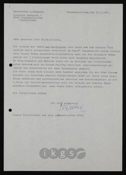 Korrespondenz mit Sozanski, Desidarius v.