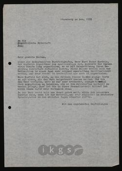 Korrespondenz mit der Argentinischen Botschaft