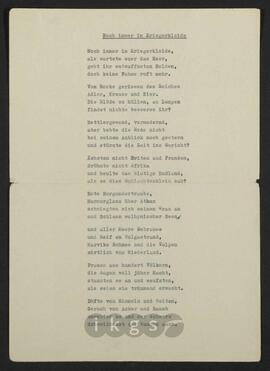 Werke Zillichs als Verfasser: Lyrik - Gedichte VI: Noch immer im Kriegerkleid/1947