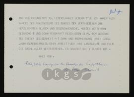 Korrespondenz mit Rehs, Reinhold