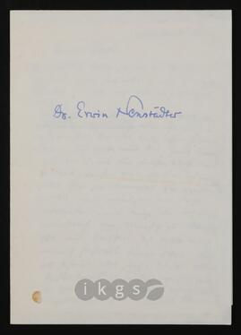 Korrespondenz mit Neustädter, Erwin