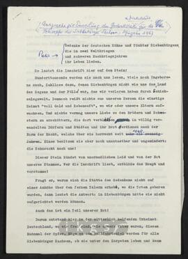 Werke Zillichs als Verfasser: Vorträge und Reden - Ansprache zur Einweihung der Gedenkstätte in Dinkelsbühl für die Todesopfer der Siebenbürger Sachsen, Pfingsten 1967