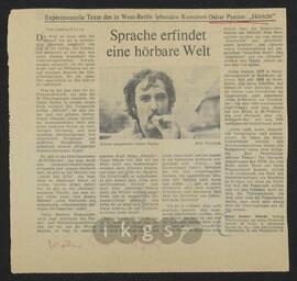 Materialsammlung: Rezensionen zu Werken Dritter von Dritten - Oskar Pastior: Höricht. Sechzig Übertragungen aus einem Frequenzbereich