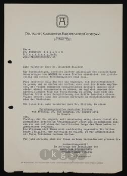 Korrespondenz mit Heinrici, N.N. (Deutsches Kulturwerk Europäischen Geistes e. V.)