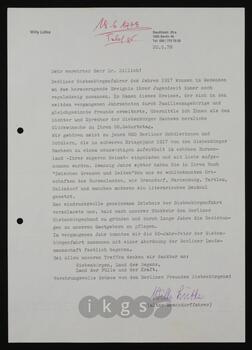 Korrespondenz mit Lütke, Willy
