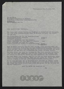 Korrespondenz mit Hoffmann, W. (Vereinigte Ostdeutsche Landsmannschaften)