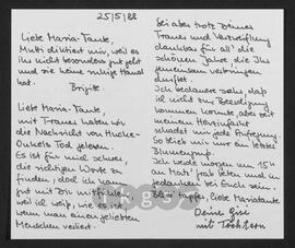 Kryptonachlass Maria Zillich: Familienbriefe - N.N., Brigitte und Gisi