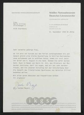 Kryptonachlass Maria Zillich: Korrespondenz - Meyer Jochen (Schiller-Nationalmuseum / Deutsches Literaturarchiv)