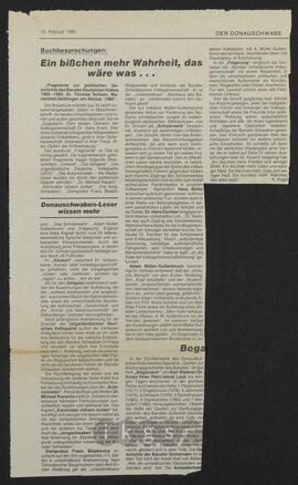 Materialsammlung: Rezensionen zu Werken Dritter von Dritten - Thomas Schoen: Fragmente zur politischen Geschichte des Banater Deutschen Volkes 1900-1980