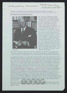 Materialsammlung: Thematische Sammlung - Lesungen und Ansprachen Zillichs