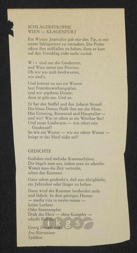 Werke Dritter: Drozdowski, Georg: Schlagerstrophe. Wien-Klagenfurt/Gedichte