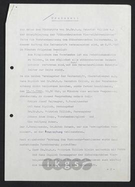 Kryptonachlass SOKW: Projekte - Südostdeutsche Vierteljahresblätter: Rücktritt Zillichs von der Schriftleitung der „Südostdeutschen Vierteljahresblätter“