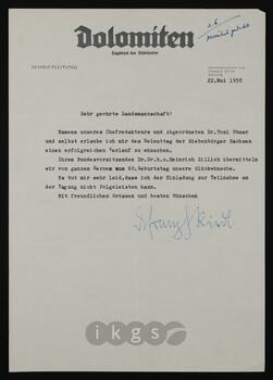 Korrespondenz mit Riedl, Franz Hieronymus