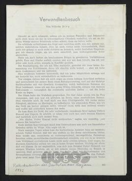 Werke Dritter: Wilhelm Divy: Verwandtenbesuch, in: Volkskalender der Deutschen aus Ungarn 1972