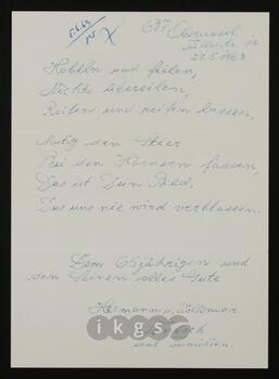 Korrespondenz mit Tontsch, Hermann und Volkmar