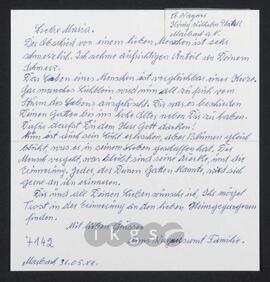 Kryptonachlass Maria Zillich: Korrespondenz - Wagner, Ch.