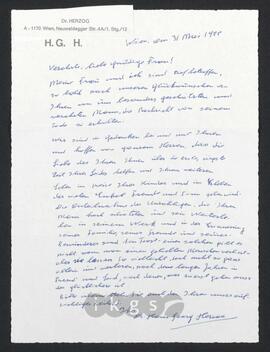 Kryptonachlass Maria Zillich: Korrespondenz - Herzog, Hans Georg