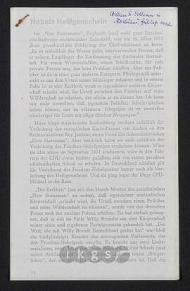 Werke Dritter: Schlamm, William S.: Nobels Heiligenschein, in: Zeitbühne 1972