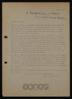 Korrespondenz mit Löwenstein, Friedrich Hubertus Prinz zu