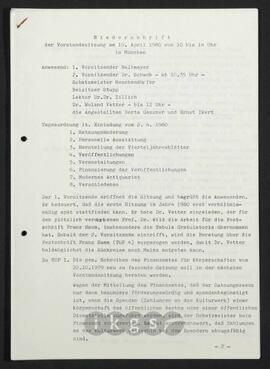 Kryptonachlass SOKW: Organisation - Vorstandssitzungen - 1980