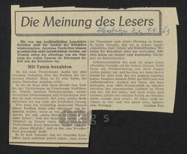Materialsammlung: Thematische Sammlung zu Zeitungen und Zeitschriften - Flensburger Zeitung (1963)