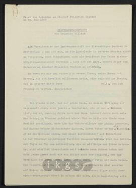Werke Zillichs als Verfasser: Vorträge und Reden - Begrüßungsansprache bei der Feier zum Gedenken an Bischof Friedrich Teutsch am 30. Mai 1953