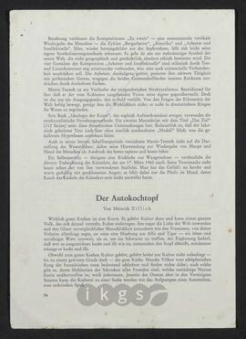 Werke Zillichs als Verfasser: Kurzprosa - Autokochtopf