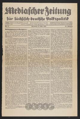 Materialsammlung: Thematische Sammlung zu Zeitungen und Zeitschriften - Mediascher Zeitung für sächsisch-deutsche Volkspolitik (1928-1935)