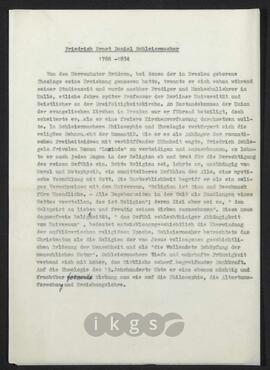 Werke Zillichs als Verfasser: Biografien - Schleiermacher, Friedrich Ernst Daniel