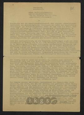 Werke Dritter: Stapel, Wilhelm: Ueber Verfolgungsseuchen (Abschrift)