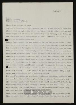 
Korrespondenz mit Schumann, Gerhard (Europäischer Buchklub
Hohenstaufen Verlag)
