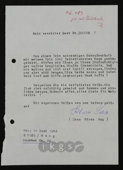 Korrespondenz mit Sax, Klara