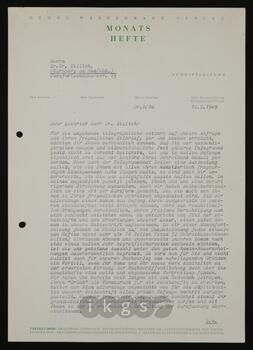 Korrespondenz mit Boekhoff, N.N. (Georg Westermann Verlag - Monats Hefte)