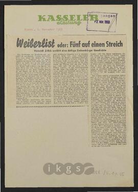 Werke Zillichs als Verfasser: Kurzprosa - Weiberlist oder: Fünf auf einen Streich