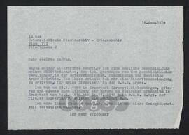Korrespondenz mit dem Österreichischen Staatsarchiv – Kriegsarchiv