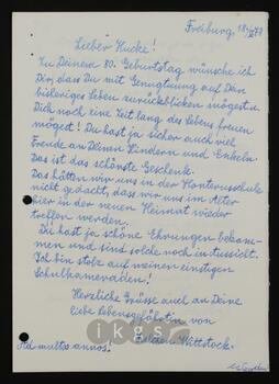 Korrespondenz mit Wittstock, Julchen