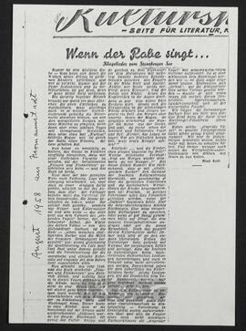 Werke Dritter: Hamm, Franz: Misch Kraft: Wenn der Rabe singt... Klagelieder vom Starnberger See