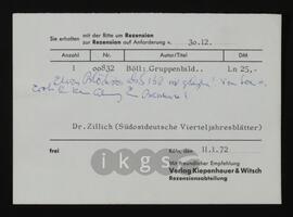 Korrespondenz mit dem Verlag Kiepenheuer & Witsch