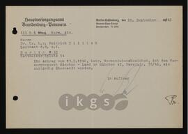 Korrespondenz mit dem Hauptversorgungsamt Brandenburg-Pommern