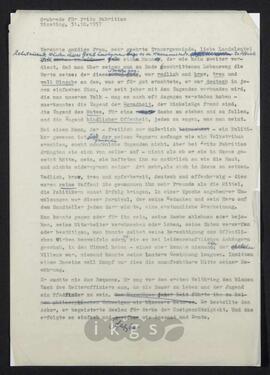 Werke Zillichs als Verfasser: Vorträge und Reden - Grabrede für Fritz Fabritius in Rimsting am Chiemsee am 31. Oktober 1957