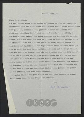 Kryptonachlass Maria Zillich: Korrespondenz - Diederichs, Ruth
