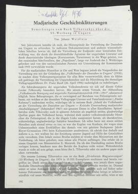 Materialsammlung: Rezensionen zu Werken Dritter von Dritten -Lóránt Tilkovszky: SS-toborzás Magyar or szágon. (SS-Werbung in Ungarn)